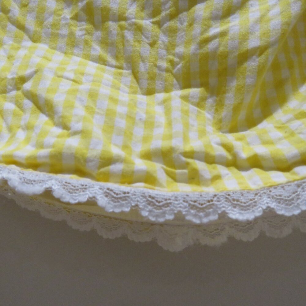 GUIZIO Gingham Ruched Side Tie Mini Skirt in Limincello Yellow Coquette Cottage - Picture 8 of 15